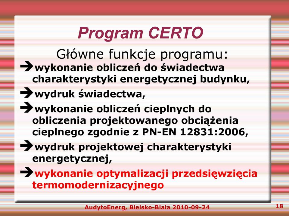 projektowanego obciążenia cieplnego zgodnie z PN-EN 12831:2006, wydruk projektowej