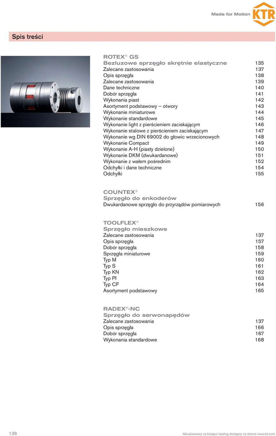Wykonanie Compact 149 Wykonanie A-H ( dzielone) 150 Wykonanie DKM (dwukardanowe) 151 Wykonanie z wałem pośrednim 152 Odchyłki i dane techniczne 154 Odchyłki 155 przęgło do enkoderów Dwukardanowe