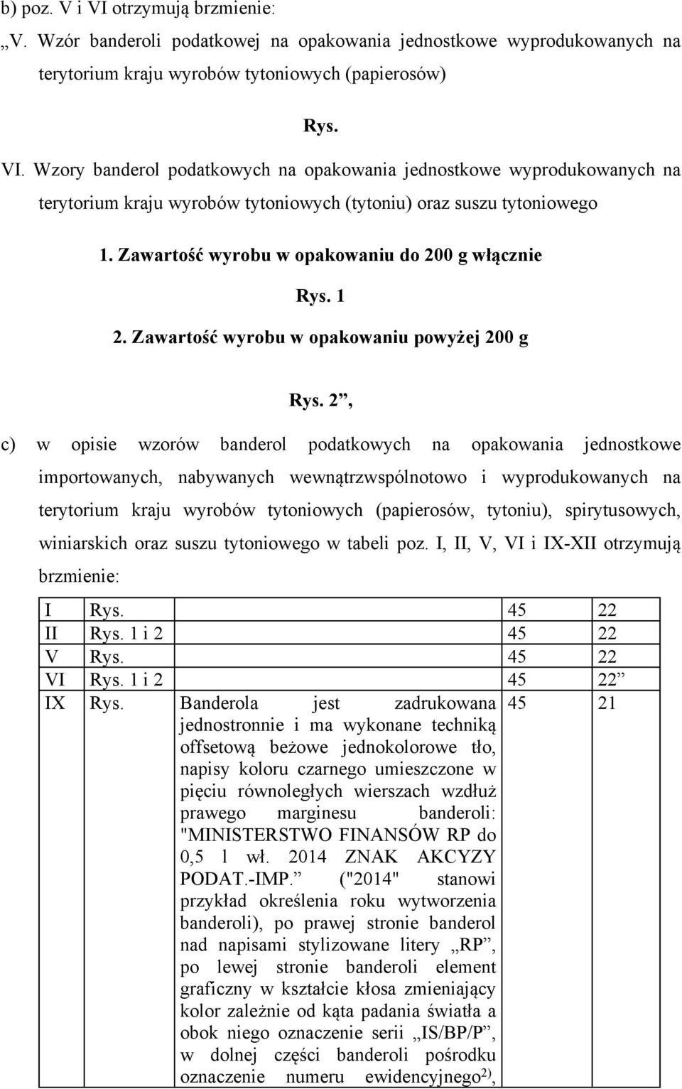 2, c) w opisie wzorów banderol podatkowych na opakowania jednostkowe importowanych, nabywanych wewnątrzwspólnotowo i wyprodukowanych na terytorium kraju wyrobów tytoniowych (papierosów, tytoniu),