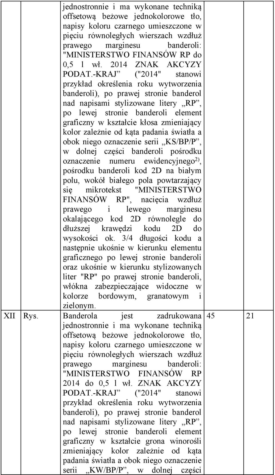 padania światła a obok niego oznaczenie serii KS/BP/P, w dolnej części banderoli pośrodku oznaczenie numeru ewidencyjnego 2), pośrodku banderoli kod 2D na białym polu, wokół białego pola powtarzający