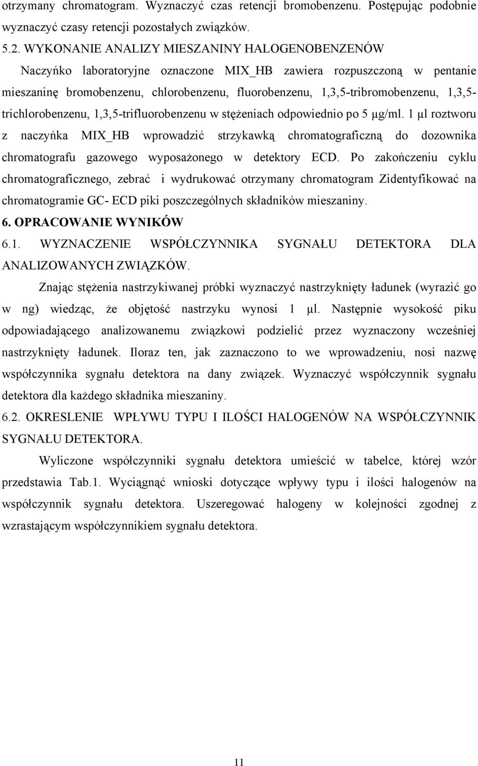 1,3,5- trichlorobenzenu, 1,3,5-trifluorobenzenu w stężeniach odpowiednio po 5 µg/ml.