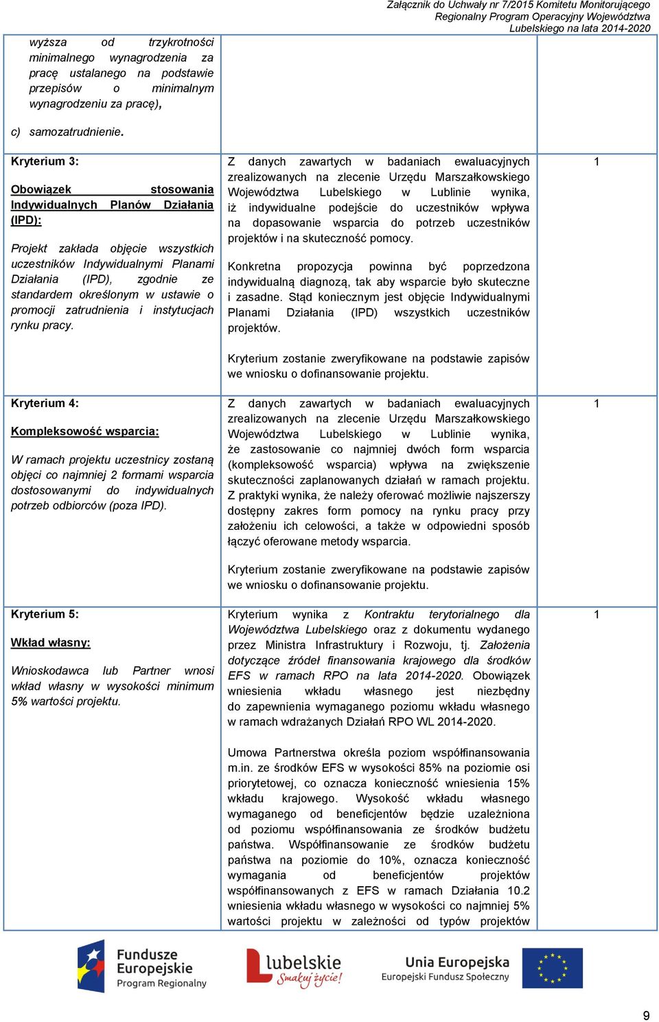 Kryterium 3: Obowiązek stosowania Indywidualnych Planów Działania (IPD): Projekt zakłada objęcie wszystkich uczestników Indywidualnymi Planami Działania (IPD), zgodnie ze standardem określonym w