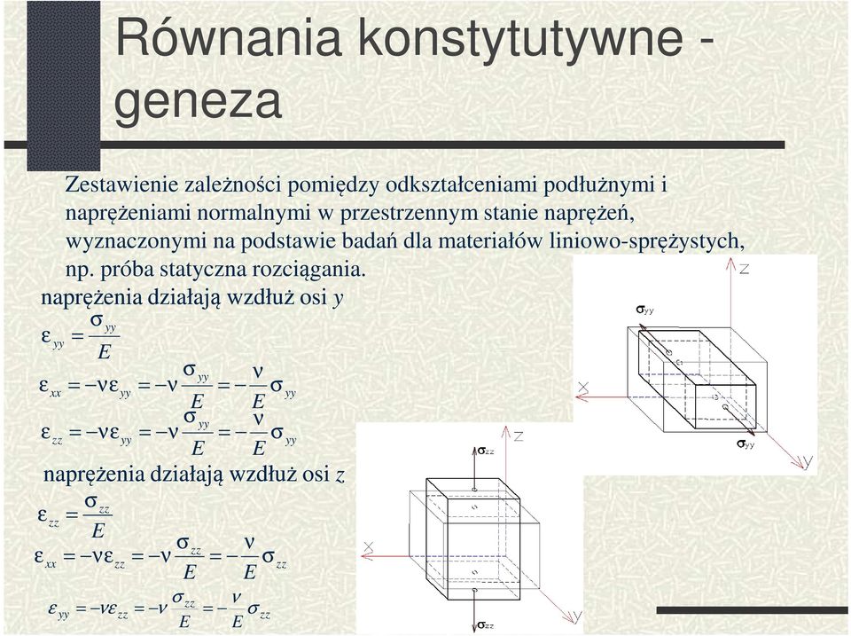 materiałów liniowo-sprężystych, np. próba statyczna rozciągania.