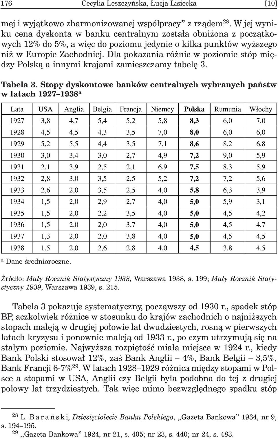 Dla pokazania ró nic w poziomie stóp miêdzy Polsk¹ a innymi krajami zamieszczamy tabelê 3. Tabela 3.