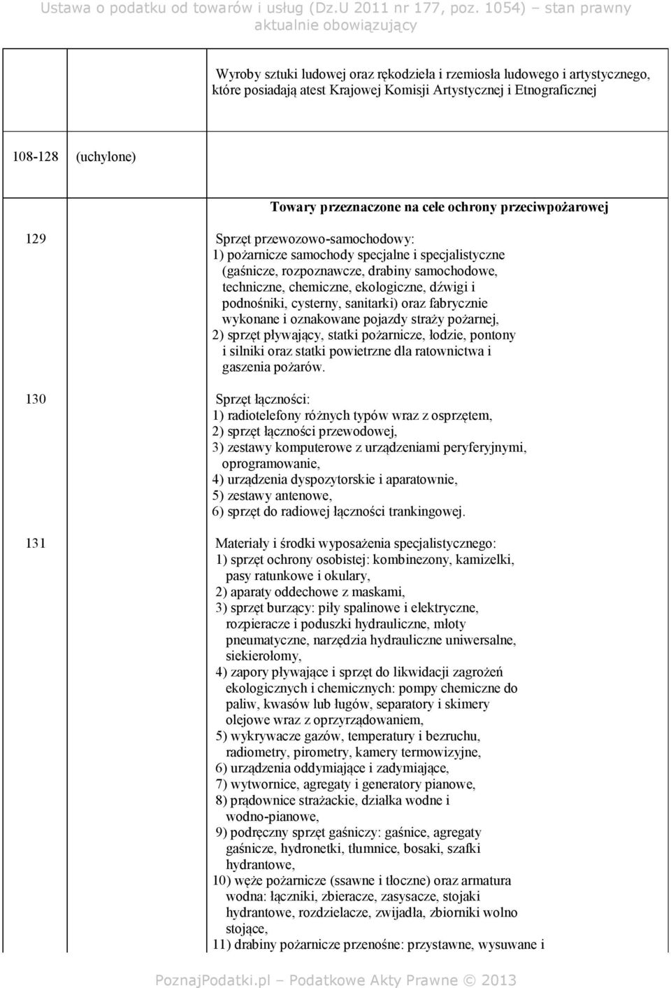 podnośniki, cysterny, sanitarki) oraz fabrycznie wykonane i oznakowane pojazdy straży pożarnej, 2) sprzęt pływający, statki pożarnicze, łodzie, pontony i silniki oraz statki powietrzne dla