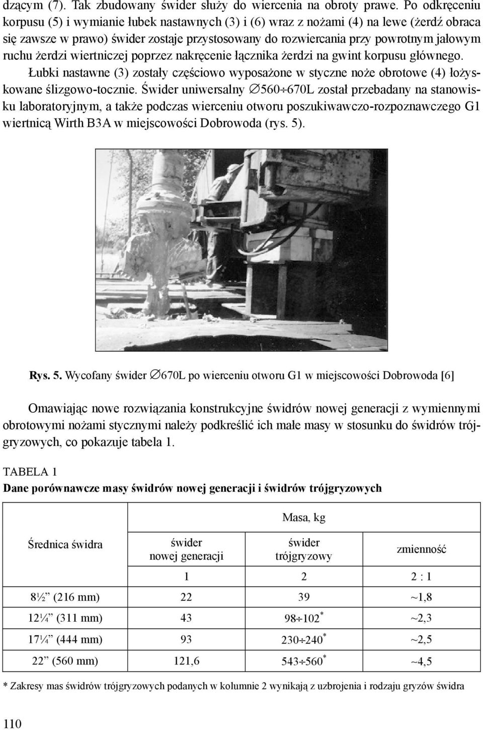 żerdzi wiertniczej poprzez nakręcenie łącznika żerdzi na gwint korpusu głównego. Łubki nastawne (3) zostały częściowo wyposażone w styczne noże obrotowe (4) łożyskowane ślizgowo-tocznie.