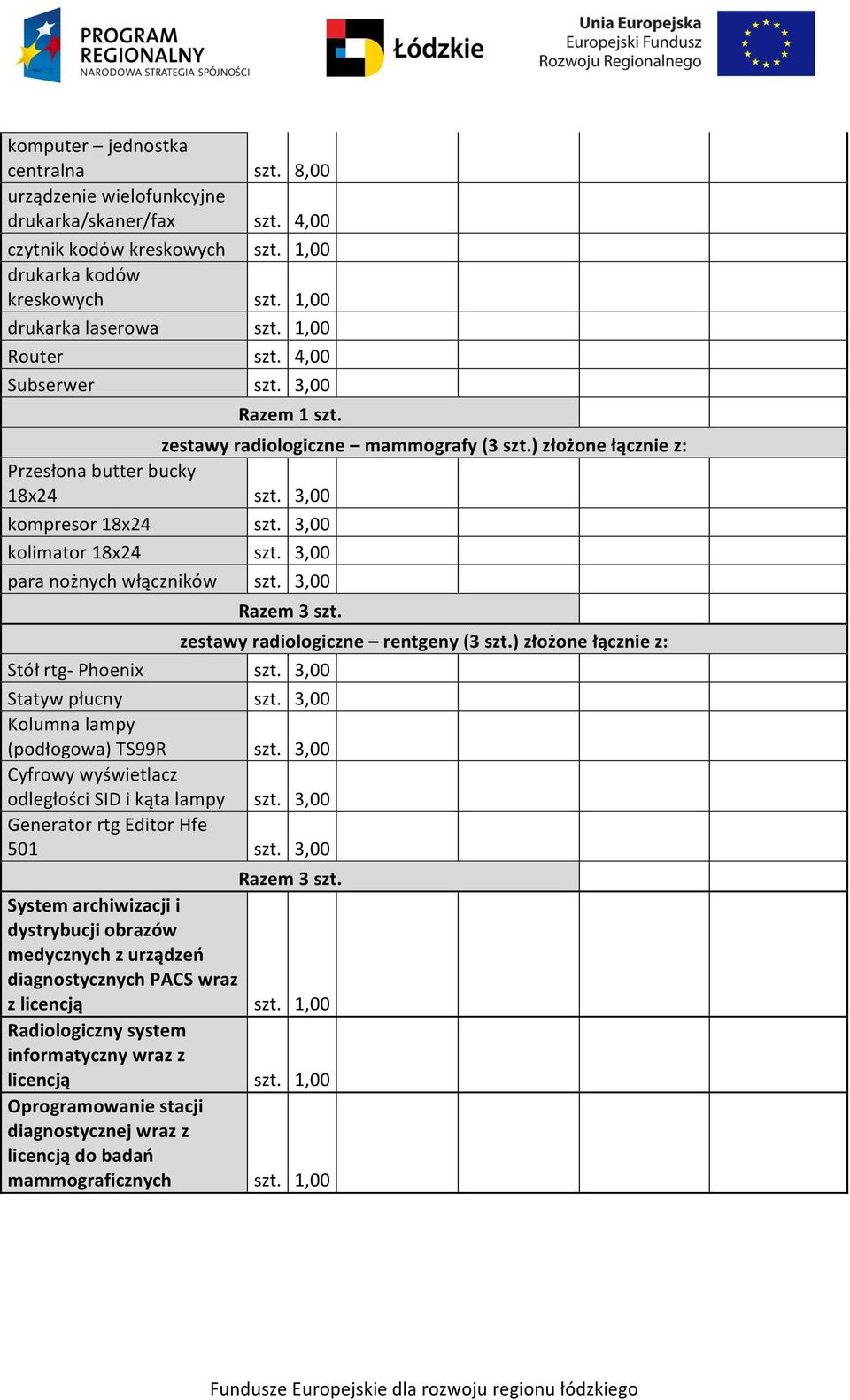 zestawy radiologiczne rentgeny (3 szt.