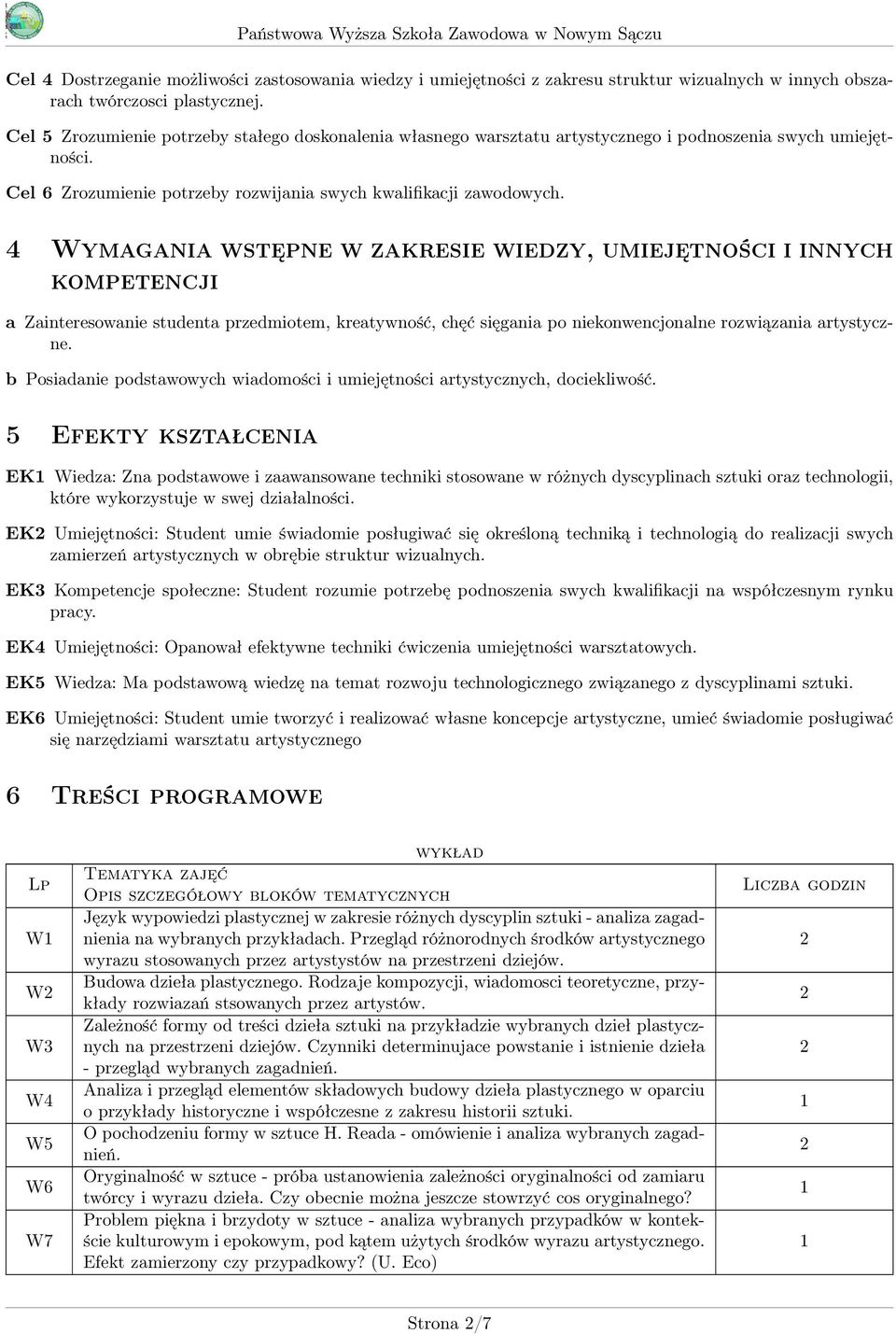 Wymagania wstępne w zakresie wiedzy, umiejętności i innych kompetencji a Zainteresowanie studenta przedmiotem, kreatywność, chęć sięgania po niekonwencjonalne rozwiązania artystyczne.