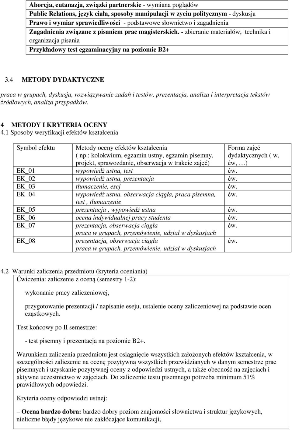 4 METODY DYDAKTYCZNE praca w grupach, dyskusja, rozwiązywanie zadań i testów, prezentacja, analiza i interpretacja tekstów źródłowych, analiza przypadków. 4 METODY I KRYTERIA OCENY 4.