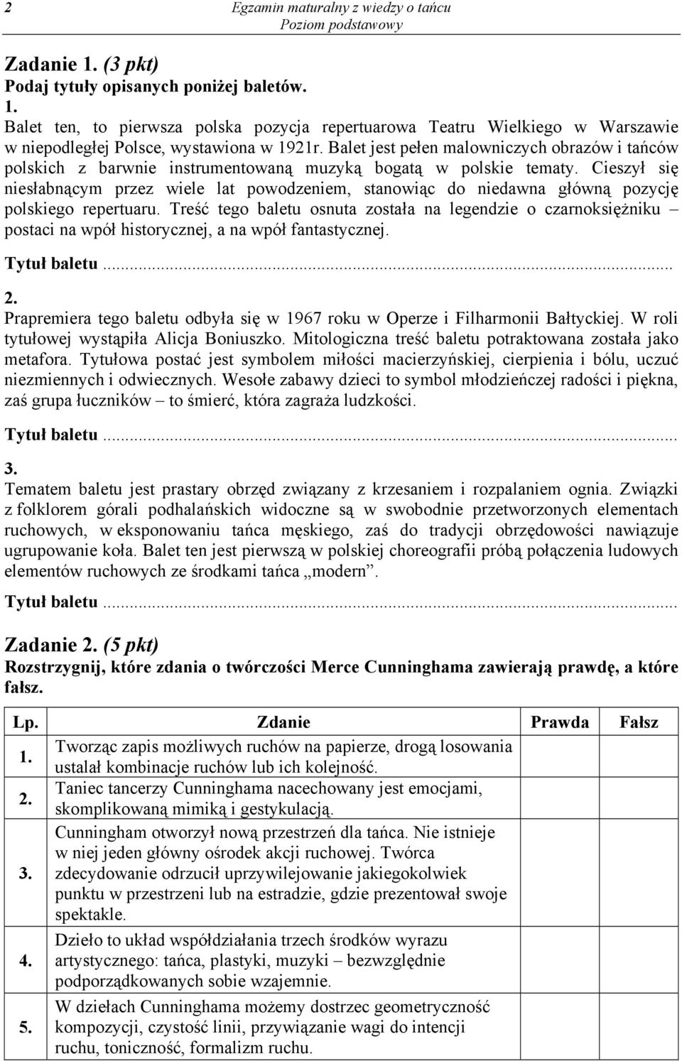 Balet jest pełen malowniczych obrazów i tańców polskich z barwnie instrumentowaną muzyką bogatą w polskie tematy.