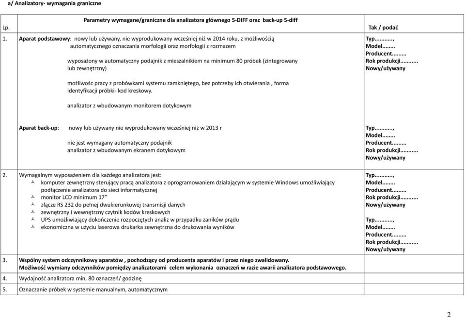 mieszalnikiem na minimum 80 próbek (zintegrowany lub zewnętrzny) Tak / podać możliwośc pracy z probówkami systemu zamkniętego, bez potrzeby ich otwierania, forma identyfikacji próbki- kod kreskowy.