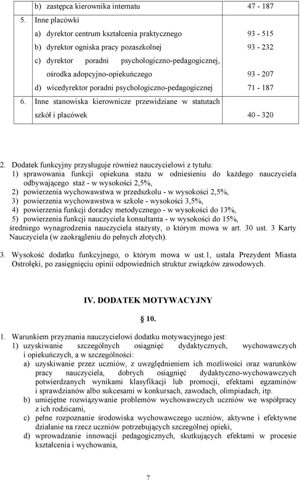 wicedyrektor poradni psychologiczno-pedagogicznej 93-207 71-187 6. Inne stanowiska kierownicze przewidziane w statutach szkół i placówek 40-320 2.