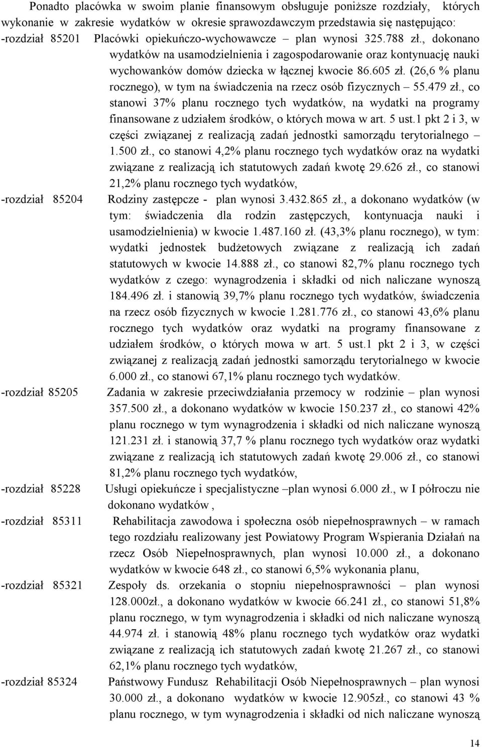 (26,6 % planu rocznego), w tym na świadczenia na rzecz osób fizycznych 55.479 zł.