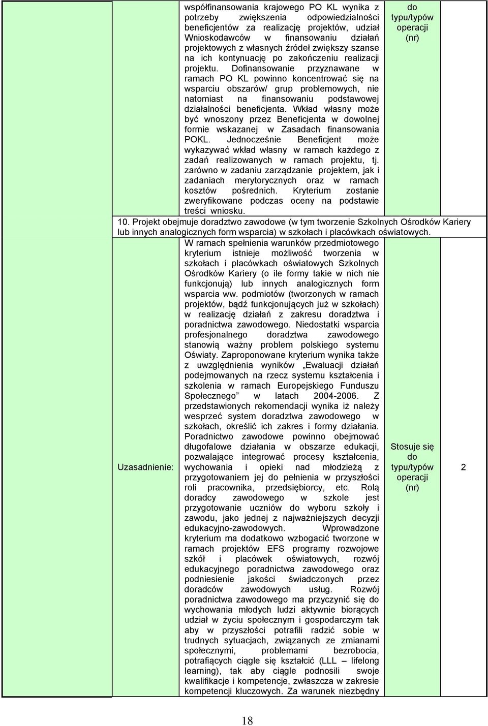 Dofinansowanie przyznawane w ramach PO KL powinno koncentrować się na wsparciu obszarów/ grup problemowych, nie natomiast na finansowaniu podstawowej działalności beneficjenta.