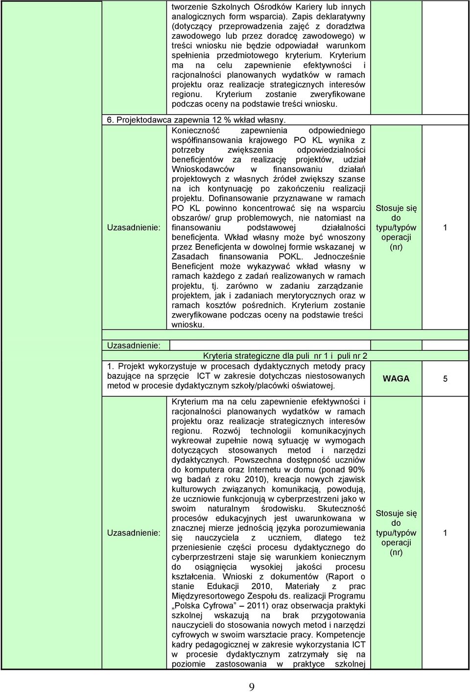 Kryterium ma na celu zapewnienie efektywności i racjonalności planowanych wydatków w ramach projektu oraz realizacje strategicznych interesów regionu.