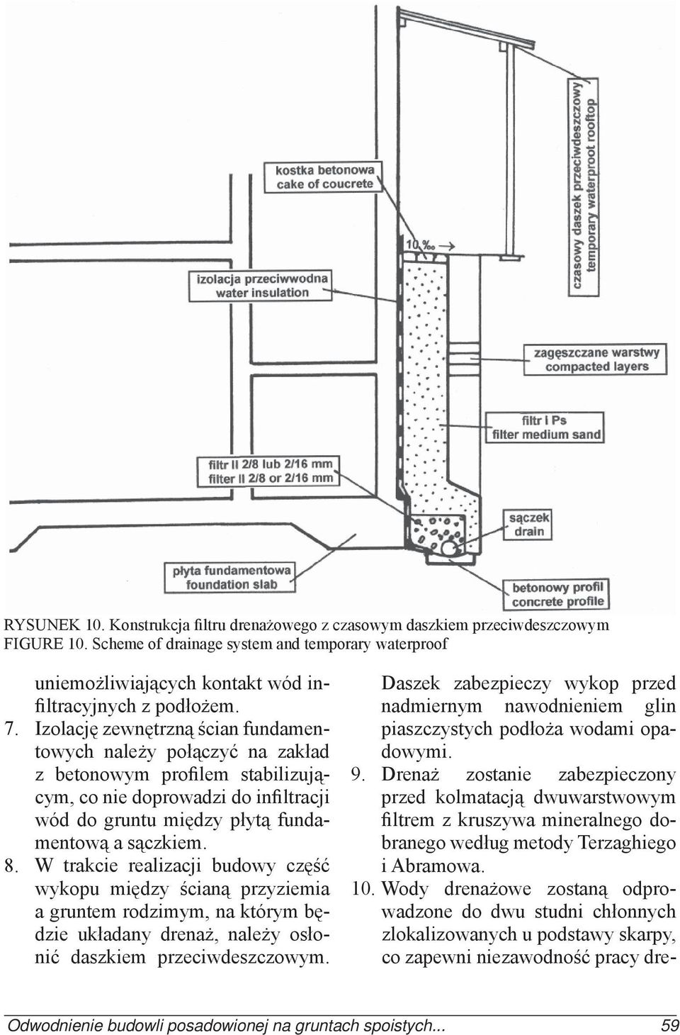 Izolację zewnętrzną ścian fundamentowych należy połączyć na zakład z betonowym profilem stabilizującym, co nie doprowadzi do infiltracji wód do gruntu między płytą fundamentową a sączkiem.