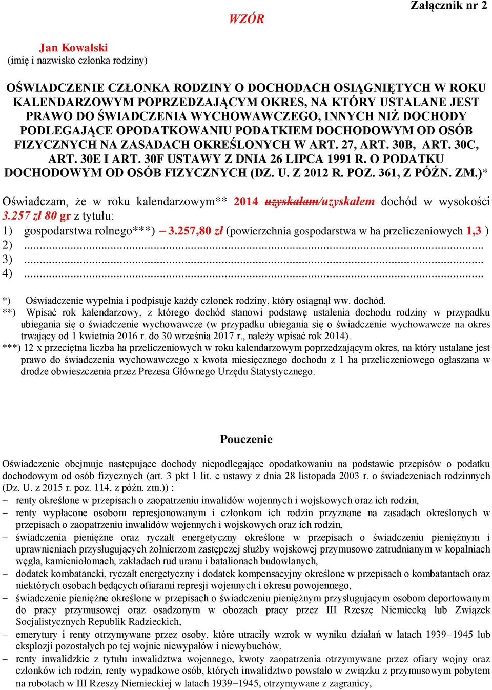 30F USTAWY Z DNIA 26 LIPCA 1991 R. O PODATKU DOCHODOWYM OD OSÓB FIZYCZNYCH (DZ. U. Z 2012 R. POZ. 361, Z PÓŹN. ZM.