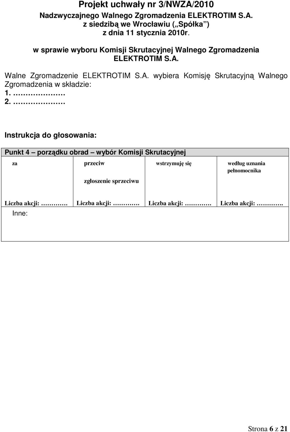 Walne Zgromadzenie ELEKTROTIM S.A.