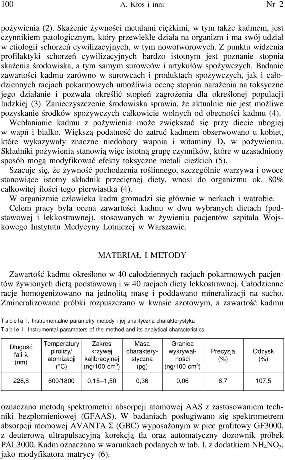 Z punktu widzenia profilaktyki schorzeń cywilizacyjnych bardzo istotnym jest poznanie stopnia skażenia środowiska, a tym samym surowców i artykułów spożywczych.