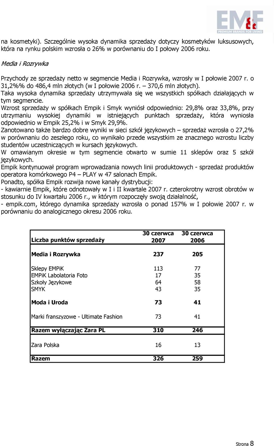 Taka wysoka dynamika sprzedaży utrzymywała się we wszystkich spółkach działających w tym segmencie.