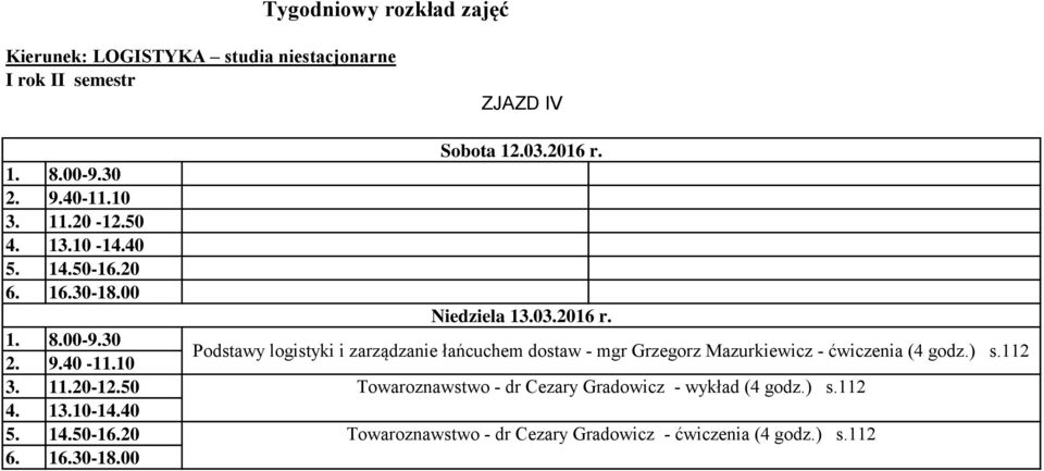 Podstawy logistyki i zarządzanie łańcuchem dostaw - mgr Grzegorz