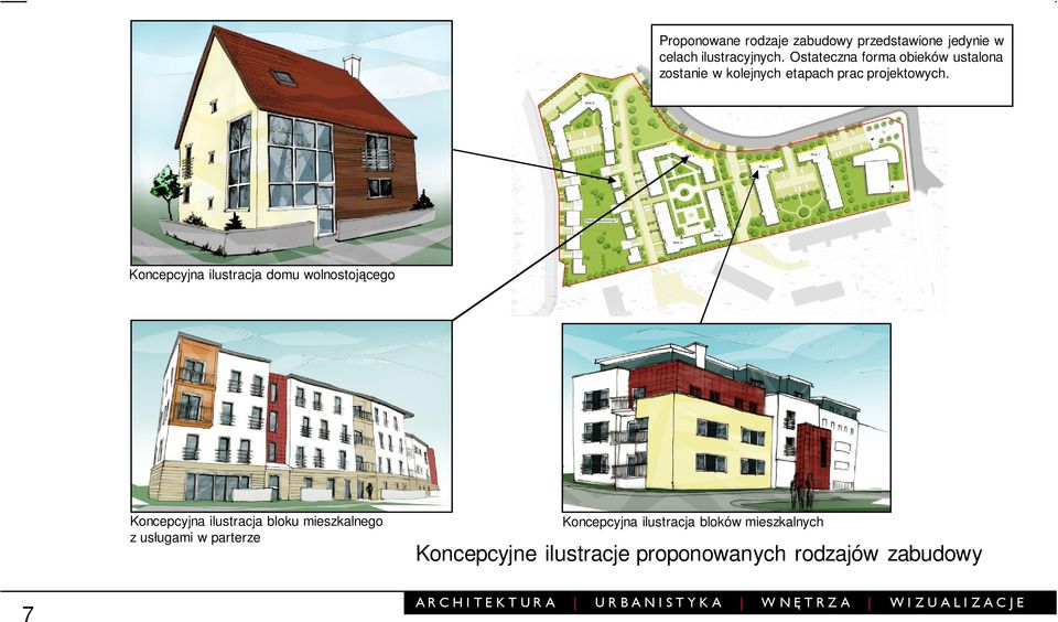 Koncepcyjna ilustracja domu wolnostojącego Koncepcyjna ilustracja bloku mieszkalnego z