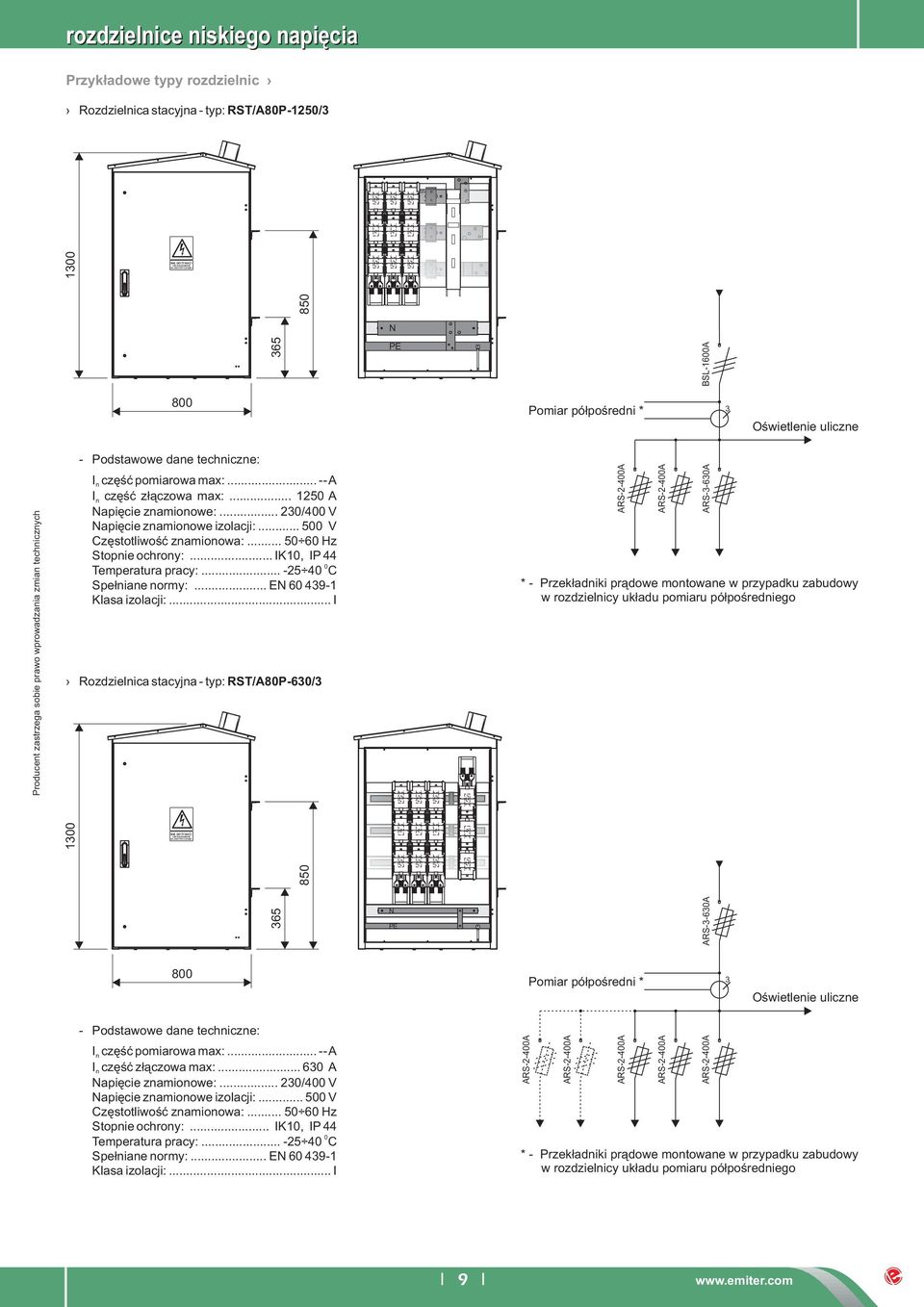 .. 5 V Częstotliwość znamionowa:... 5 6 Hz Stopnie ochrony:... IK, IP 44 Temperatura pracy:... 25 4 C Spełniane normy:... E 6 491 Klasa izolacji:.