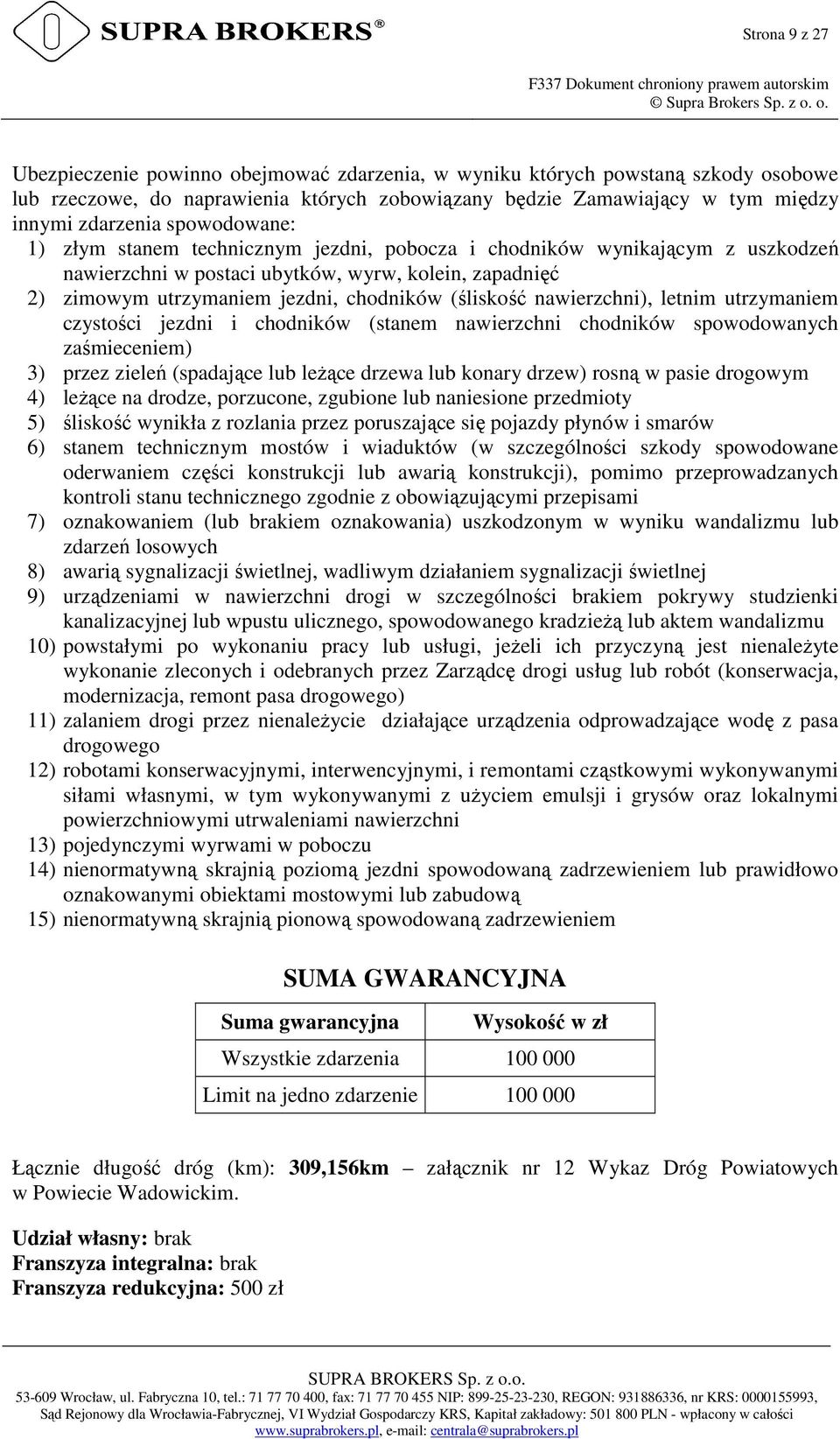 nawierzchni), letnim utrzymaniem czystości jezdni i chodników (stanem nawierzchni chodników spowodowanych zaśmieceniem) 3) przez zieleń (spadające lub leżące drzewa lub konary drzew) rosną w pasie