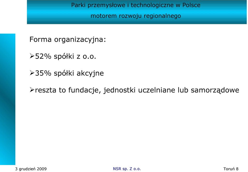 o. 35% spółki akcyjne reszta