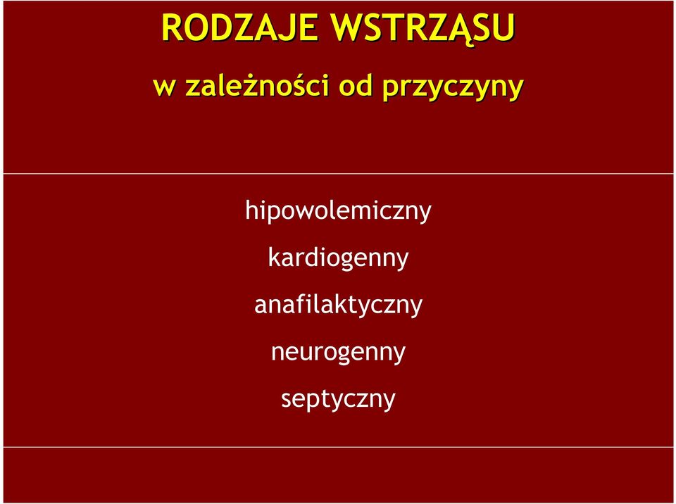 hipowolemiczny kardiogenny