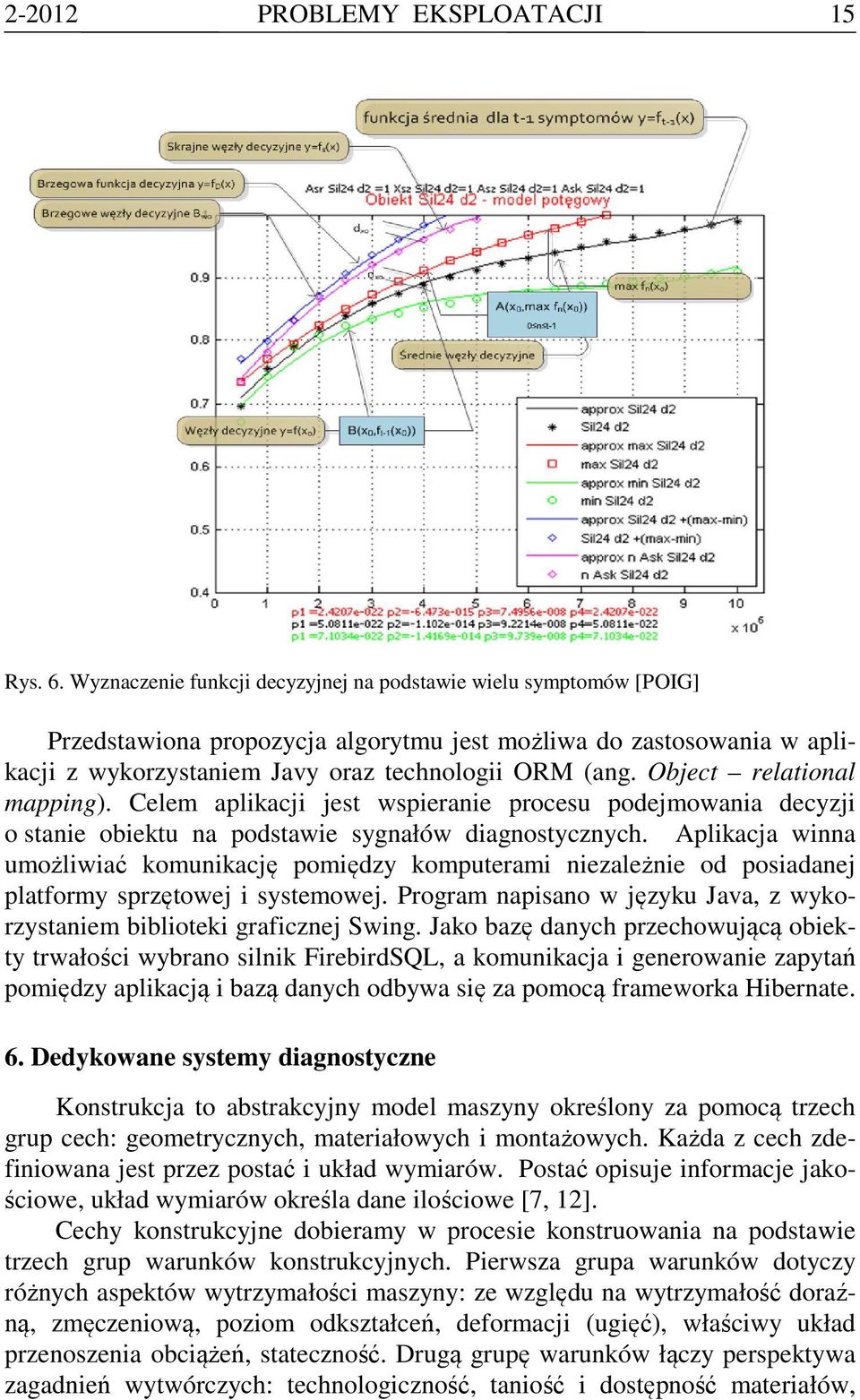 Object relational mapping). Celem aplikacji jest wspieranie procesu podejmowania decyzji o stanie obiektu na podstawie sygnałów diagnostycznych.