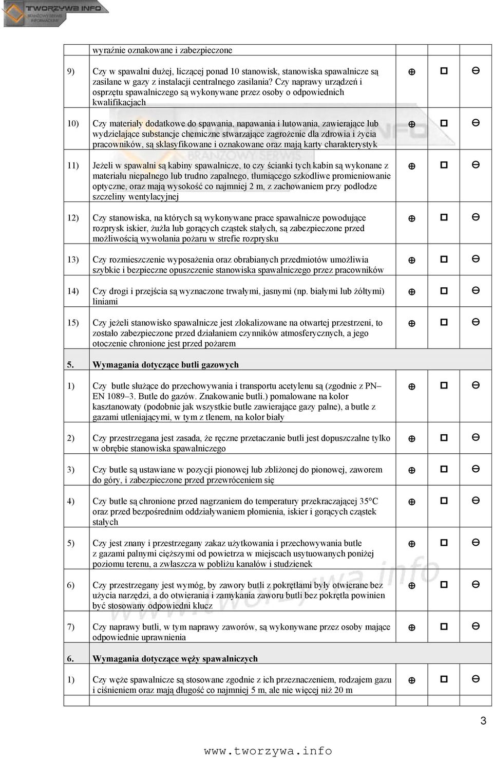 substancje chemiczne stwarzające zagrożenie dla zdrowia i życia pracowników, są sklasyfikowane i oznakowane oraz mają karty charakterystyk 11) Jeżeli w spawalni są kabiny spawalnicze, to czy ścianki