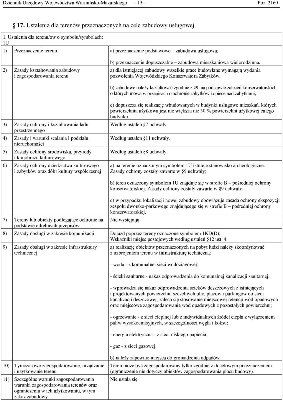 . Ustalenia dla terenów przeznaczonych na cele zabudowy usługowej. 1.