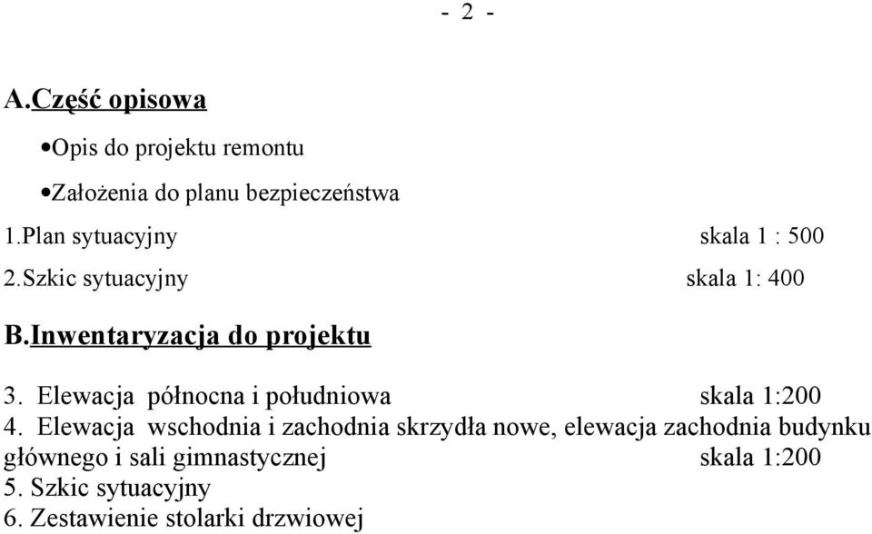 Elewacja północna i południowa skala 1:200 4.