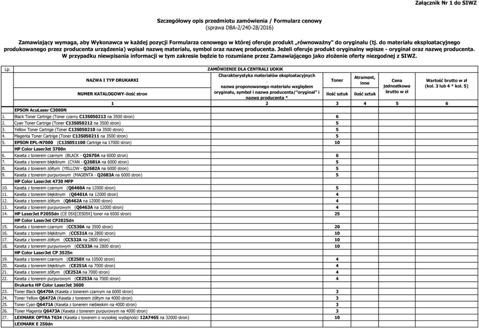 Jeżeli oferuje produkt oryginalny wpisze - oryginał oraz nazwę producenta.