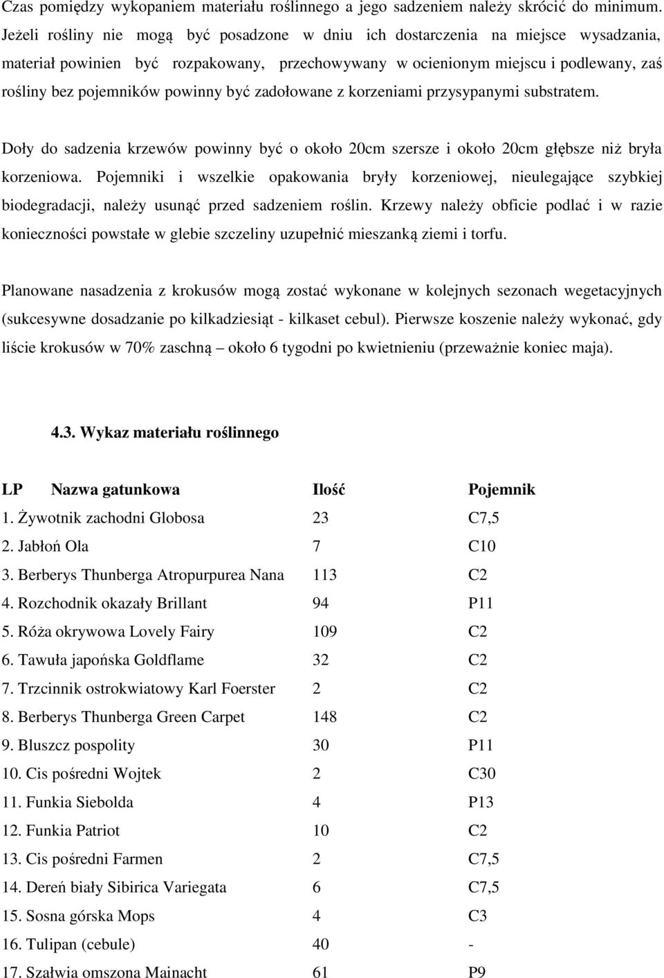 powinny być zadołowane z korzeniami przysypanymi substratem. Doły do sadzenia krzewów powinny być o około 20cm szersze i około 20cm głębsze niż bryła korzeniowa.