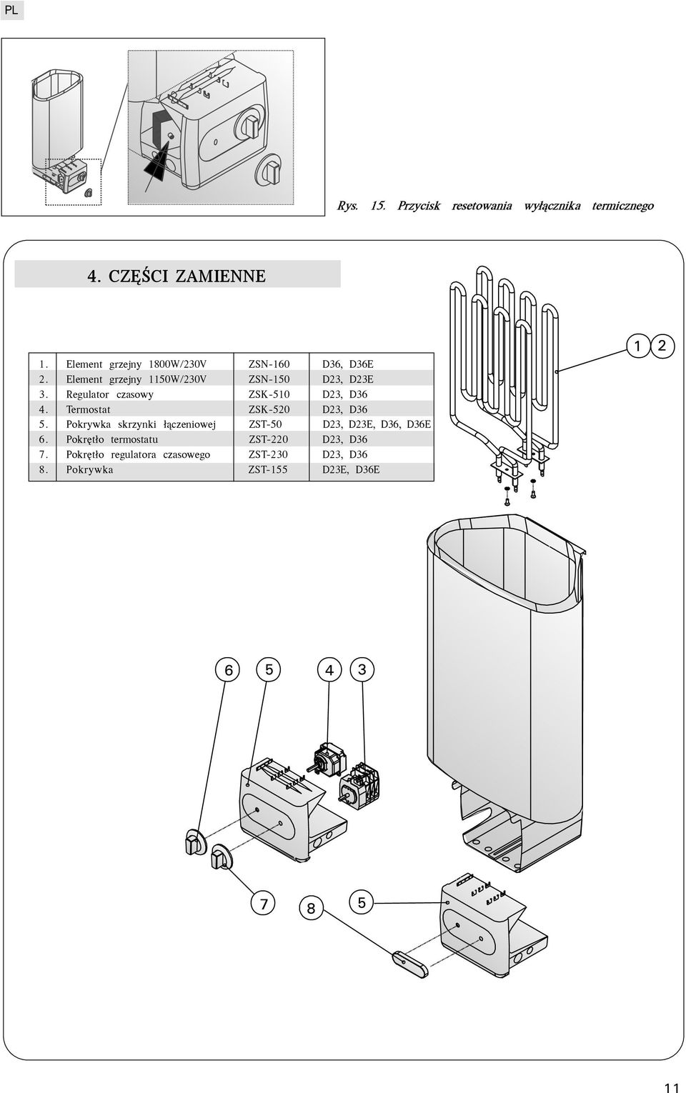 Regulator czasowy ZSK-510 D23, D36 4. Termostat ZSK-520 D23, D36 5.