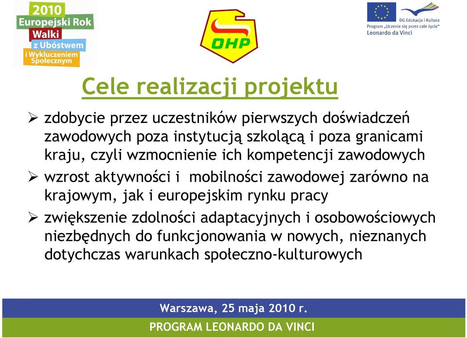 mobilności zawodowej zarówno na krajowym, jak i europejskim rynku pracy zwiększenie zdolności