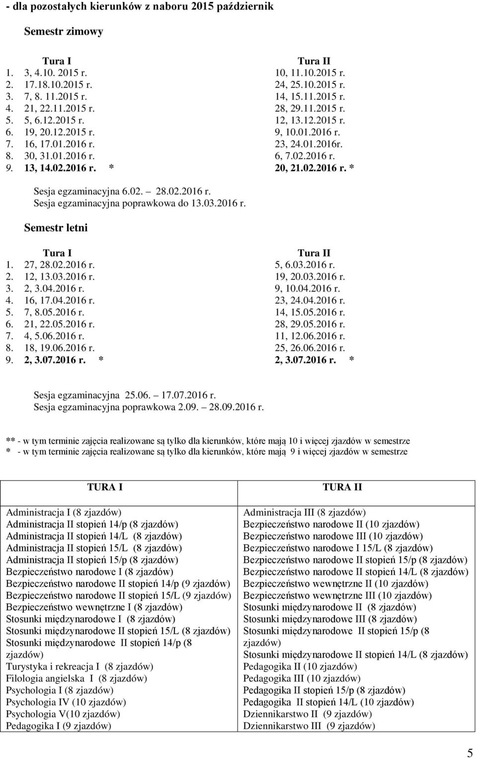02. 28.02.2016 r. Sesja egzaminacyjna poprawkowa do 13.03.2016 r. Semestr letni 1. 27, 28.02.2016 r. 5, 6.03.2016 r. 2. 12, 13.03.2016 r. 19, 20.03.2016 r. 3. 2, 3.04.2016 r. 9, 10.04.2016 r. 4.