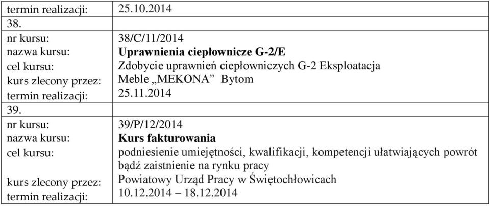 uprawnień ciepłowniczych G-2 Eksploatacja Meble MEKONA