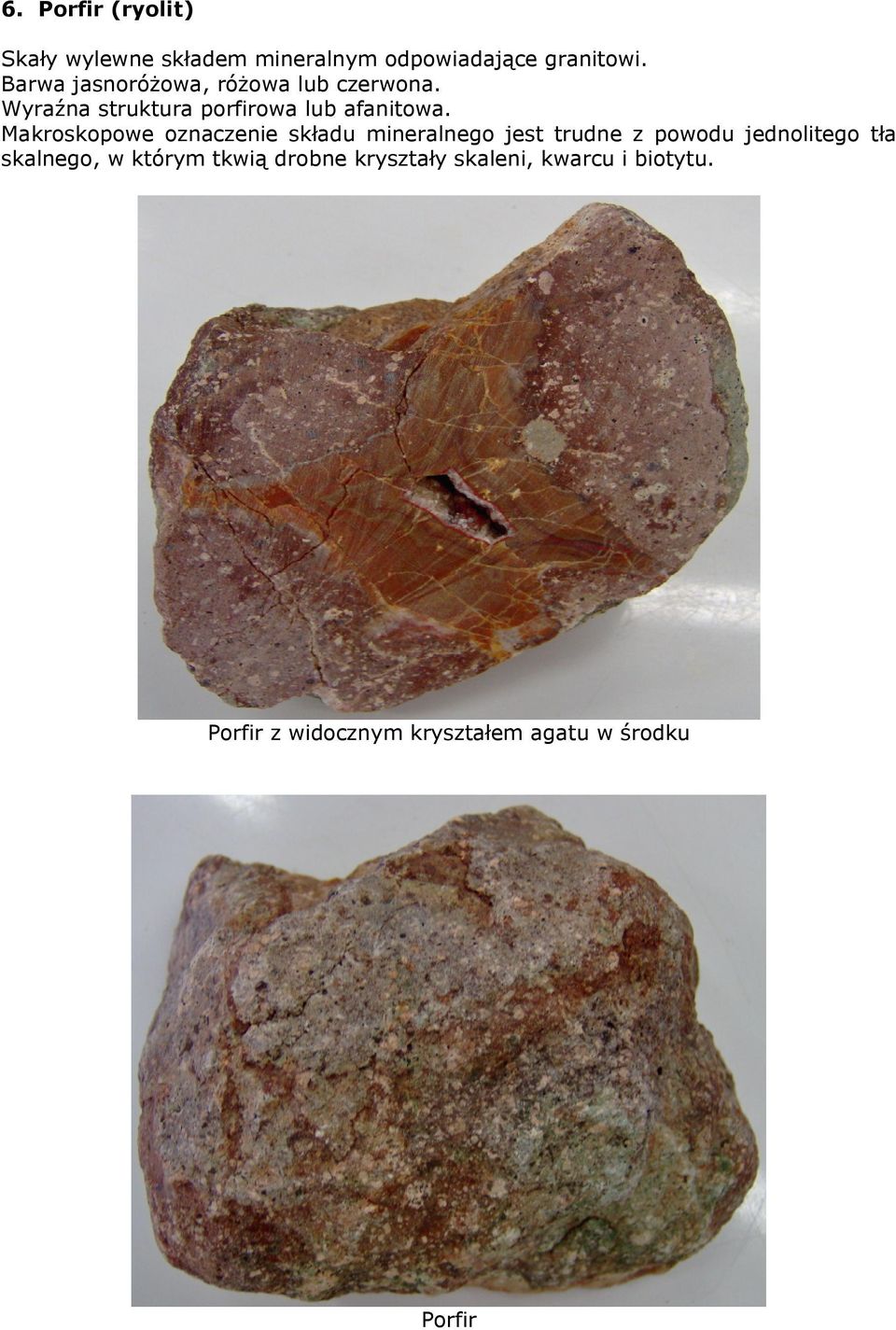 Makroskopowe oznaczenie składu mineralnego jest trudne z powodu jednolitego tła skalnego,