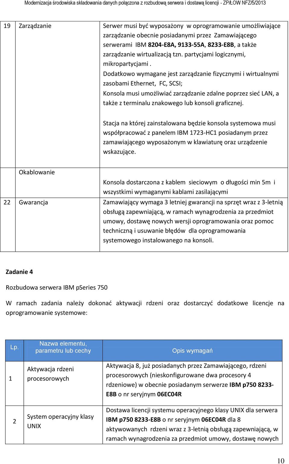 Dodatkowo wymagane jest zarządzanie fizycznymi i wirtualnymi zasobami Ethernet, FC, SCSI; Konsola musi umożliwiać zarządzanie zdalne poprzez sieć LAN, a także z terminalu znakowego lub konsoli