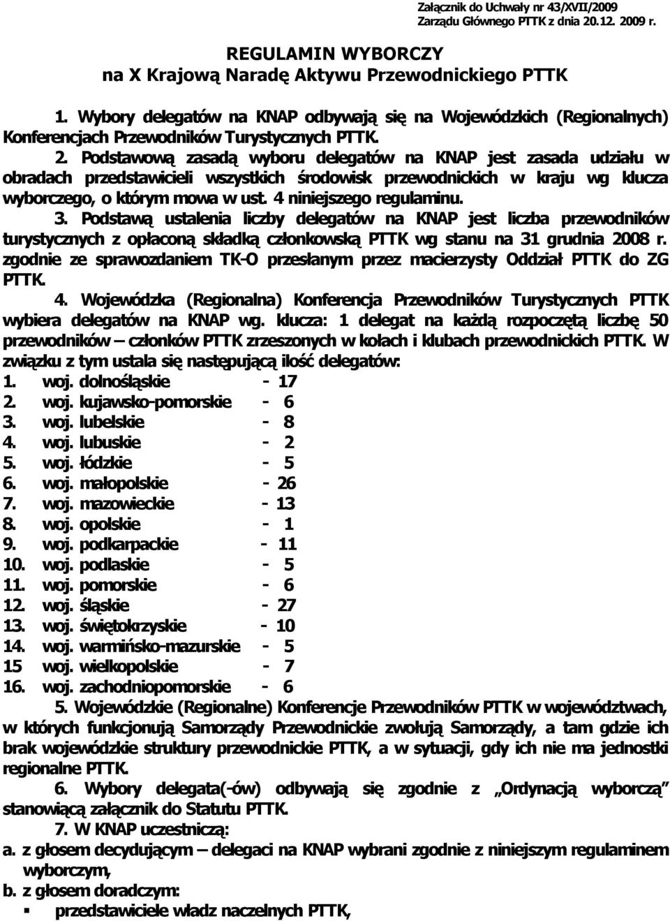 Podstawową zasadą wyboru delegatów na KNAP jest zasada udziału w obradach przedstawicieli wszystkich środowisk przewodnickich w kraju wg klucza wyborczego, o którym mowa w ust.