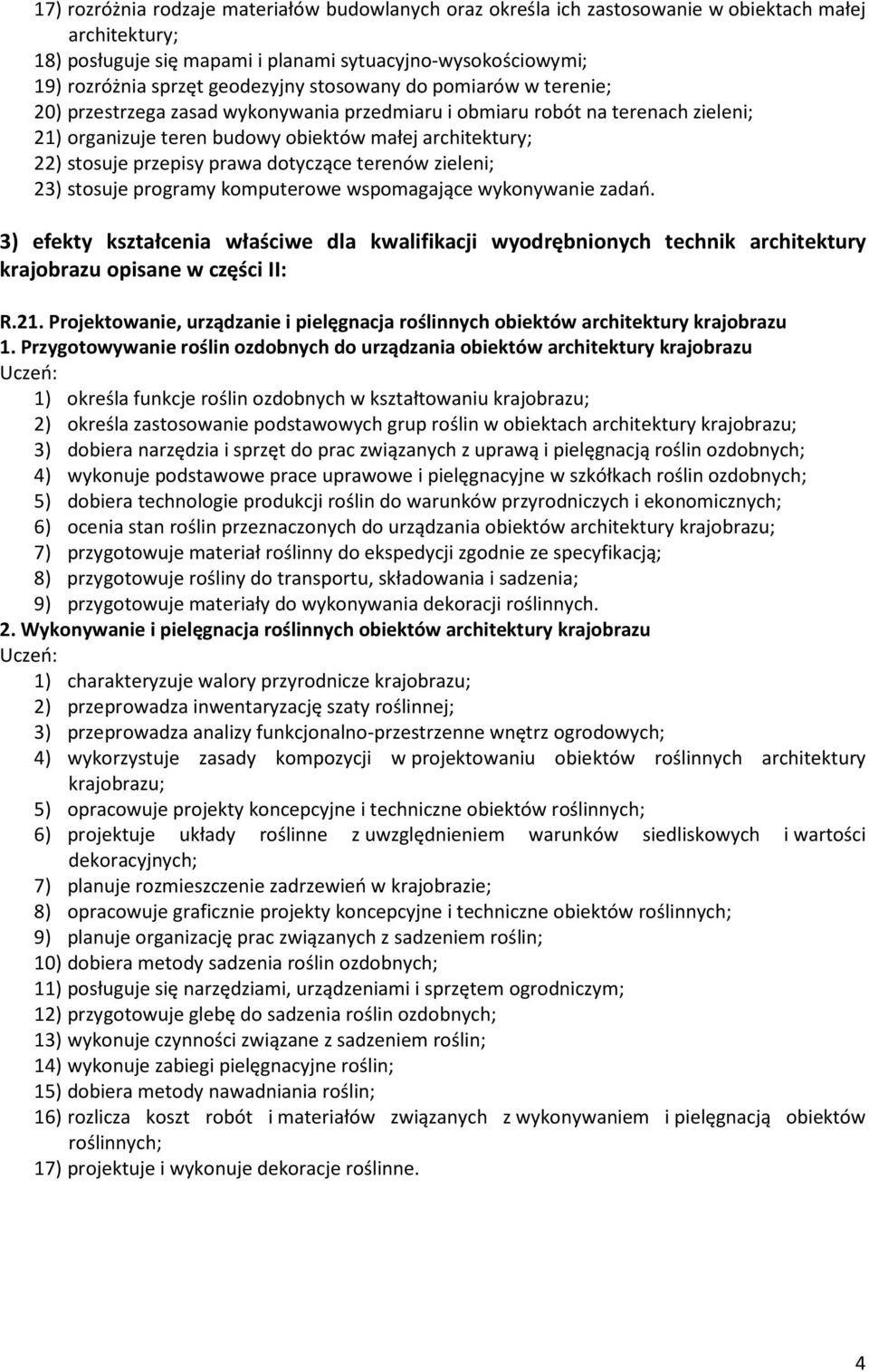 przepisy prawa dotyczące terenów zieleni; 23) stosuje programy komputerowe wspomagające wykonywanie zadań.