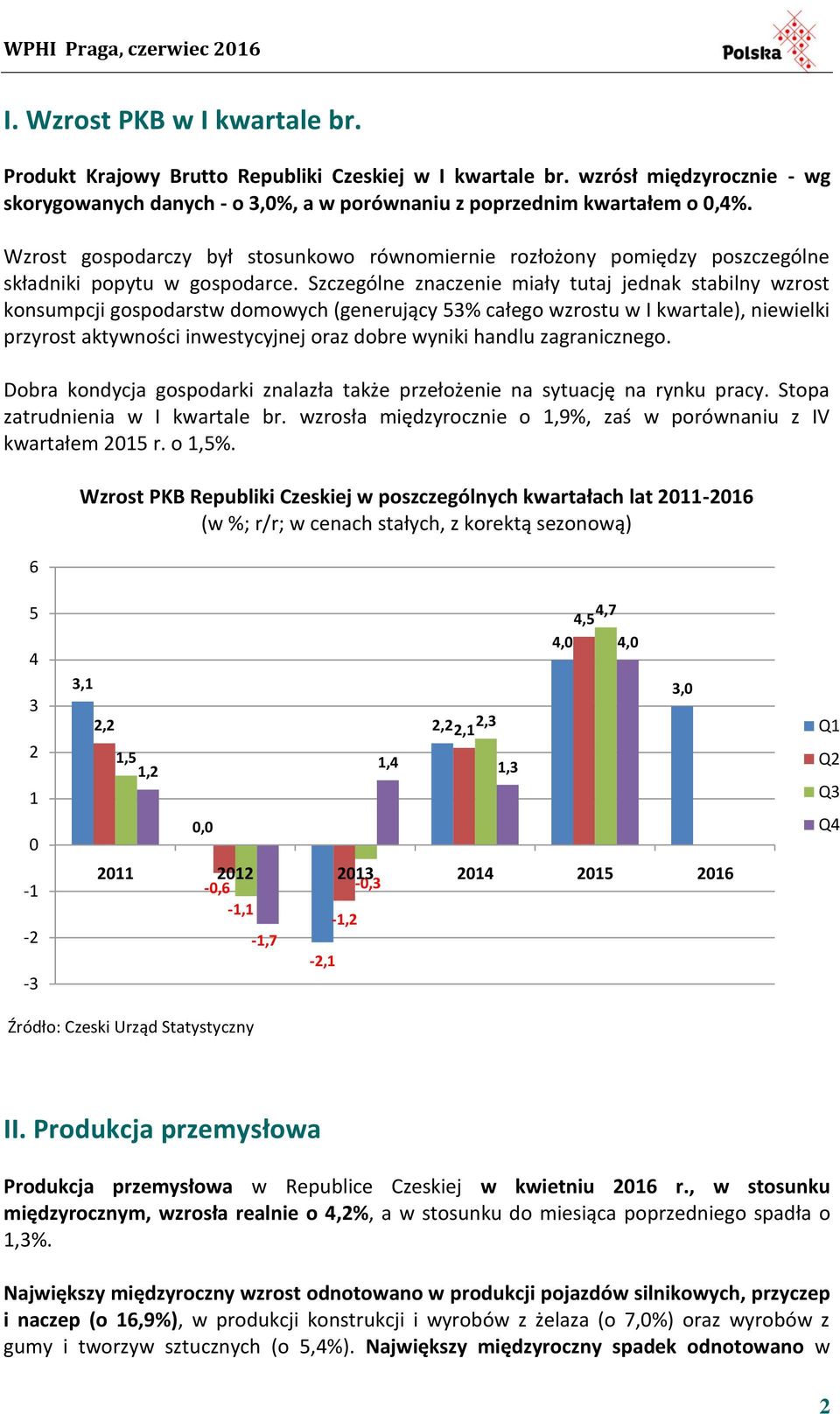 Szczególne znaczenie miały tutaj jednak stabilny wzrost konsumpcji gospodarstw domowych (generujący 53% całego wzrostu w I kwartale), niewielki przyrost aktywności inwestycyjnej oraz dobre wyniki