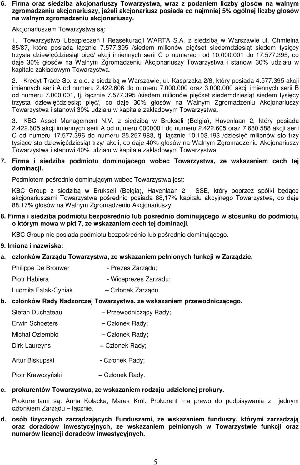 395 /siedem milionów piset siedemdziesit siedem tysicy trzysta dziewidziesit pi/ akcji imiennych serii C o numerach od 10.000.001 do 17.577.