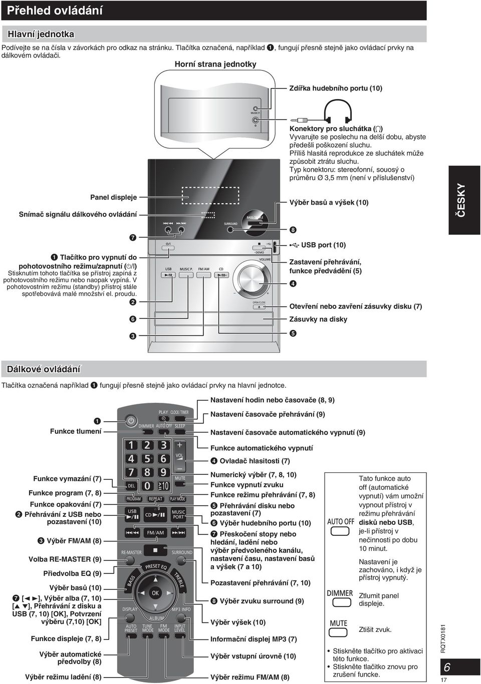 Pfiíli hlasitá reprodukce ze sluchátek mûïe zpûsobit ztrátu sluchu.