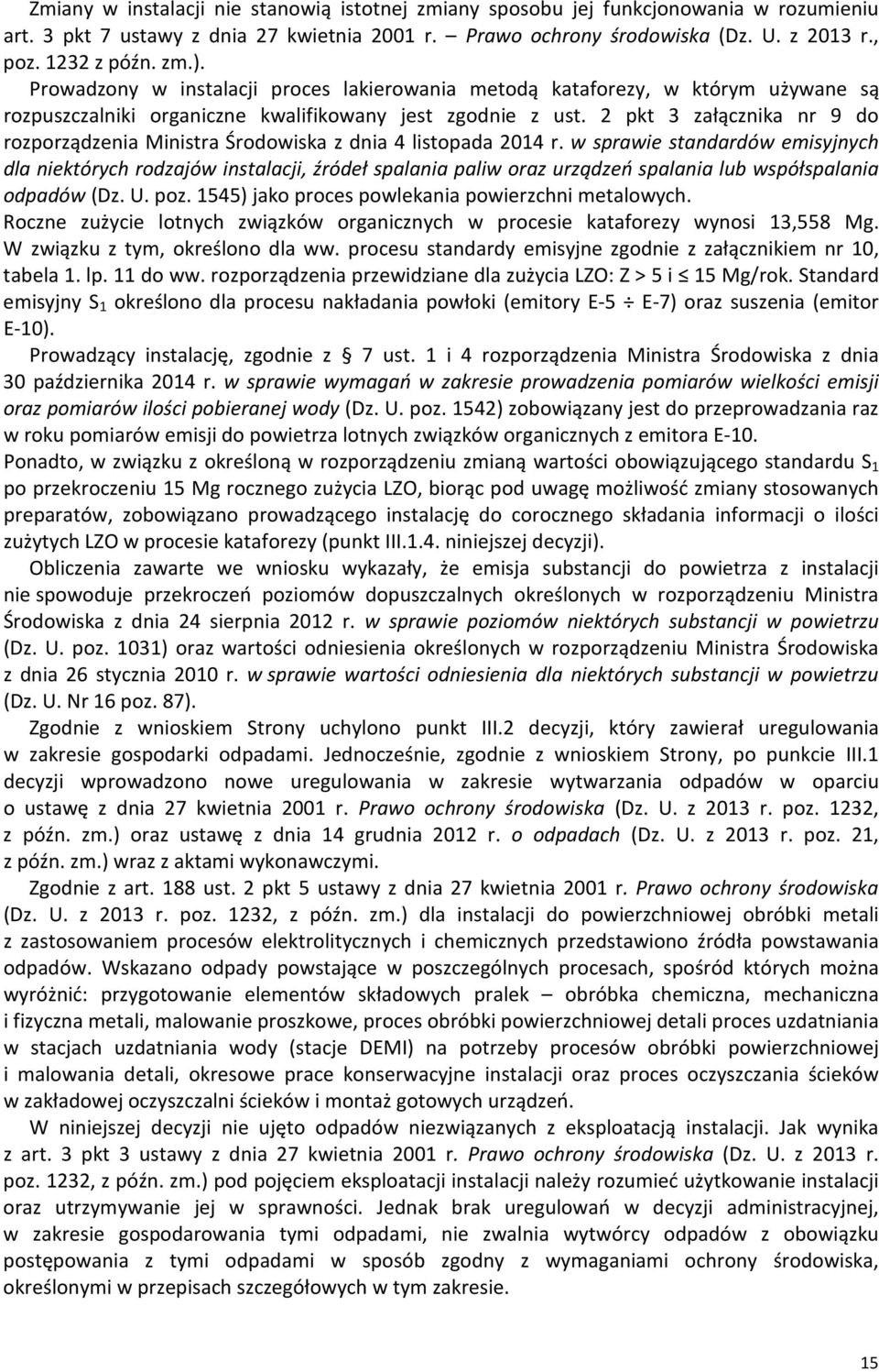 2 pkt 3 załącznika nr 9 do rozporządzenia Ministra Środowiska z dnia 4 listopada 2014 r.