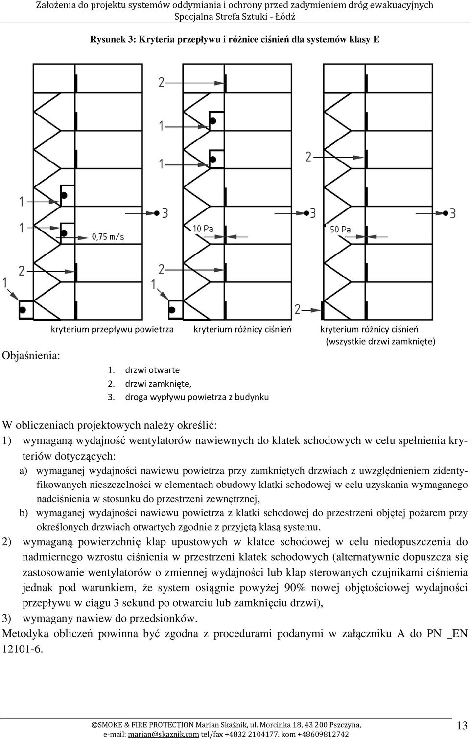 droga wypływu powietrza z budynku W obliczeniach projektowych należy określić: 1) wymaganą wydajność wentylatorów nawiewnych do klatek schodowych w celu spełnienia kryteriów dotyczących: a) wymaganej