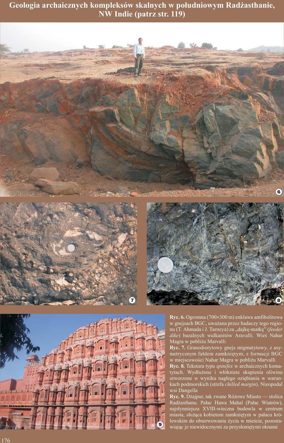 Granodiorytowy gnejs migmatytowy, z asymetrycznym fa³dem zamkniêtym, z formacji BGC w miejscowoœci Nahar Magra w pobli u Marvalli Ryc. 8. Tekstura typu spinifex w archaicznych komatytach.
